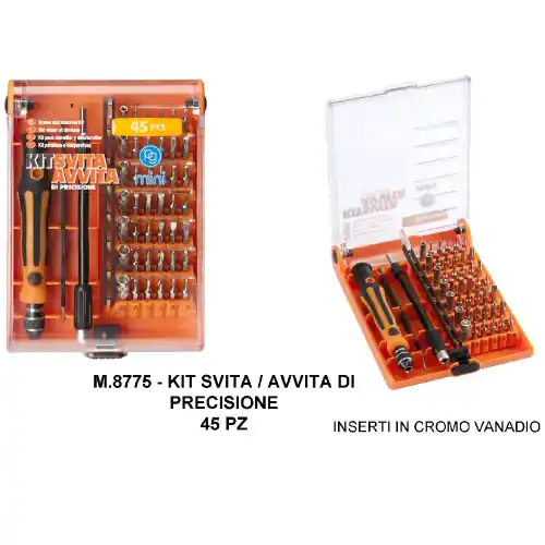 Poggi Art. M8775 kit svita e avvita di precisione 45 pezzi cacciavite inserti e chiavi a bussola Speciale Aanbieding