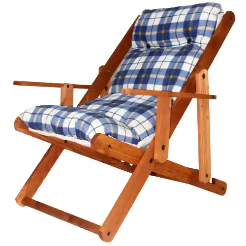 Betrouwbaar Poltrona Comodone struttura in legno color noce tre posizioni cuscino scozzese colorazioni assortite da esterno interno e giardino