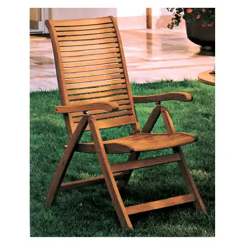 Hete Deal Poltrona Riviera a 5 posizioni 58x64x106 cm in legno con finitura ad olio sedia da giardino esterno
