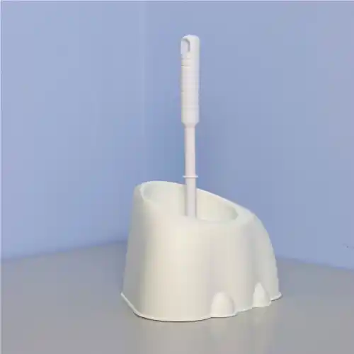 Beperkte Voorraad Portascopino angolare in polipropilene resina termoplastica bianco completo di spazzolino bagno
