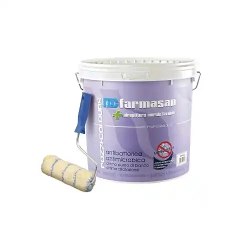 Pozzi 14 Lt Farmasan idro pittura lavabile bianca antibatterica antimuffa ed antimicrobica per scuole ospedali e luoghi dove richiesto alto grado di igiene Fabrieksprijs