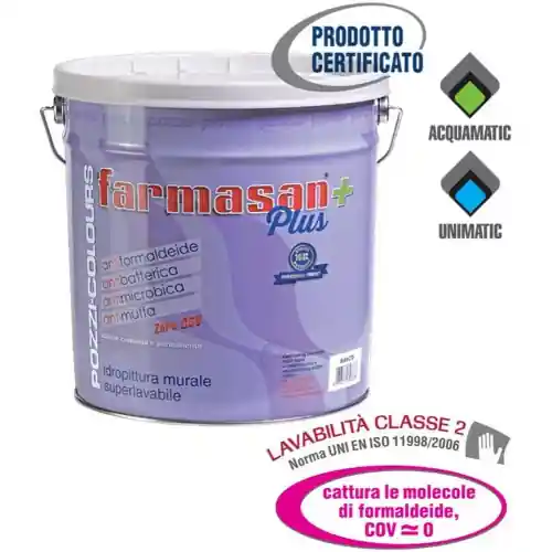 Beste Prijs Pozzi 14 Lt Farmasan plus idro pittura lavabile bianca antibatterica antimuffa ed antimicrobica per scuole ospedali e luoghi dove richiesto alto grado di igiene