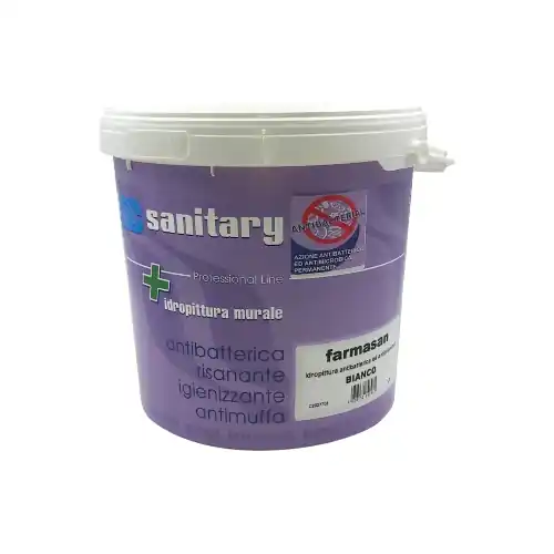 Pozzi 4 lt Farmasan idro pittura lavabile bianco antimuffa antibatterica ed antimicrobica Seizoensaanbieding