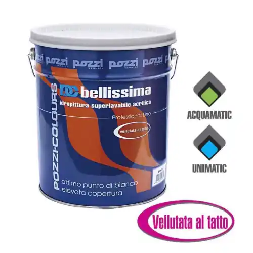 Pozzi Bellissima idro pittura 14 lt bianco lavabile antimuffa per interno esterno acrilico Weekendaanbieding