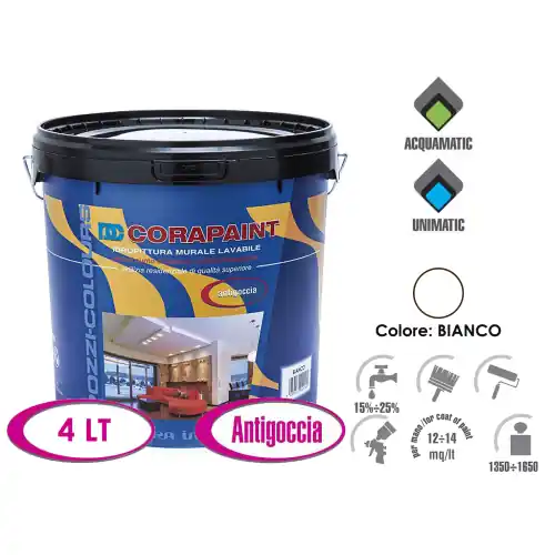 Voordeelprijs Pozzi Corapaint 4 lt idropittura pittura lavabile acrilica bianco professionale per interno ed esterno