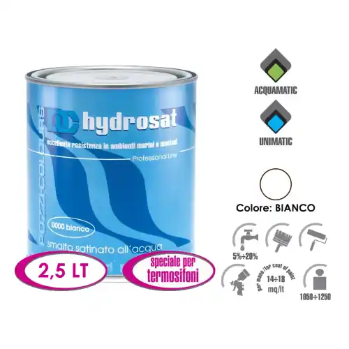 Gereduceerde Prijs Pozzi Hydrosat 2,5 lt smalto bianco satinato all‘acqua per termosifoni inodore acrilico satinato legno ferro muro