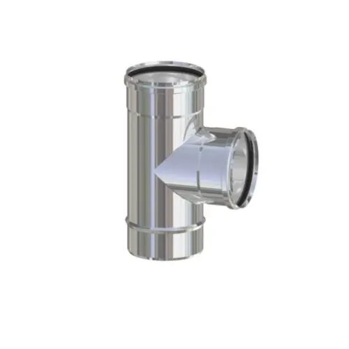 Hoge Kwaliteit Raccordo tubo a T deviazione in acciaio inox Ø 8 cm 80 mm per stufa stufe pellet attacco FFM fornito senza guarnizione