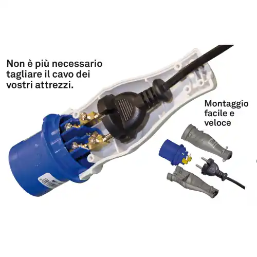 Rosi 1820 adattatore industriale plugshell 16A 2P+T per spine schuko pressofuse 2P senza terra IP55 Aanbieding