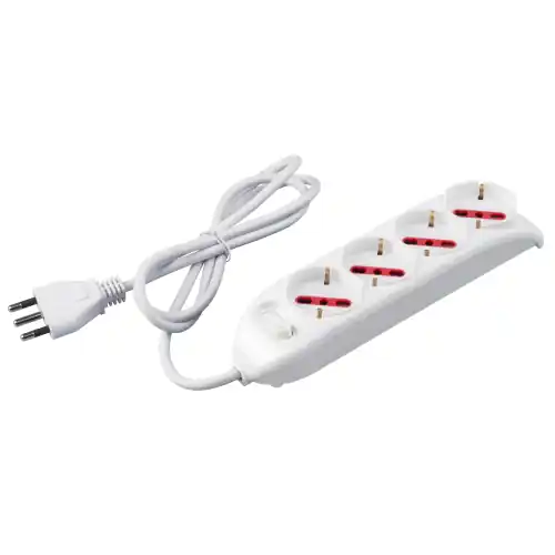 Betaalbaar Rosi RS94060 multipresa con interruttore bianca 4 posti prese 2P+T 10/16A bipasso schuko con spina 16A salvaspazio 90° serie Emilia Made in Italy