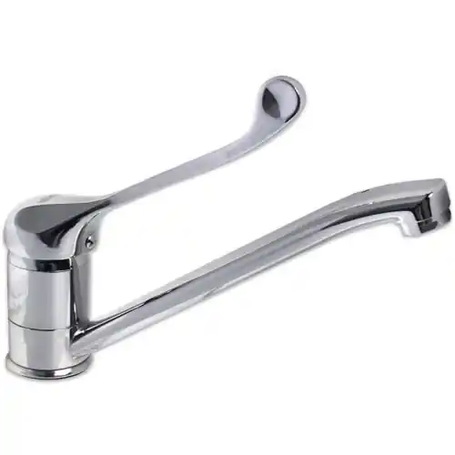 Rubinetto miscelatore monocomando cromato da cucina per lavello con leva clinica a canna lunga con flessibile e guarnizioni cromo Hoge Kwaliteit