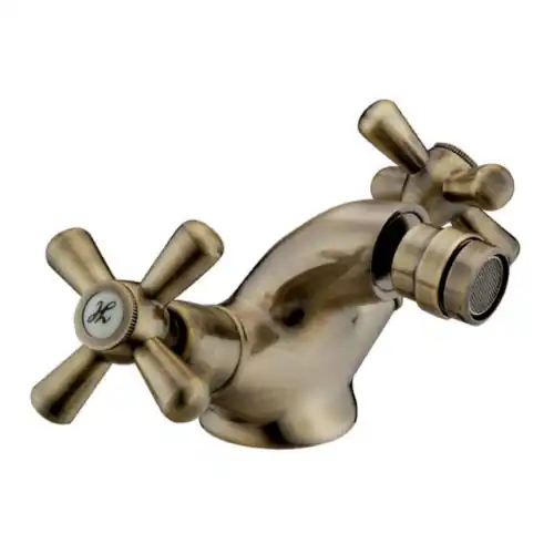 rubinetto miscelatore per bidet serie Sofia bronzato a croce 138B bronzo Korting