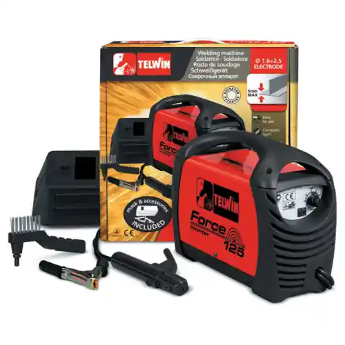 Populair saldatrice inverter Telwin Force 125 kit + valigetta accessori saldatura