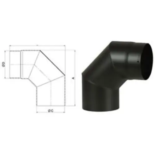 Save gomito acciaio 90° per canne fumarie Ø 12 cm 120 mm spessore 2 mm Snelle Levering