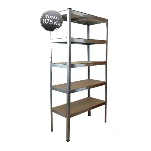 Direct Verzonden Scaffale kit Robustus cinque ripiani cm 90x40x180h in lamiera zincata piani in truciolare con aste spezzate portata 175 kg per ripiano