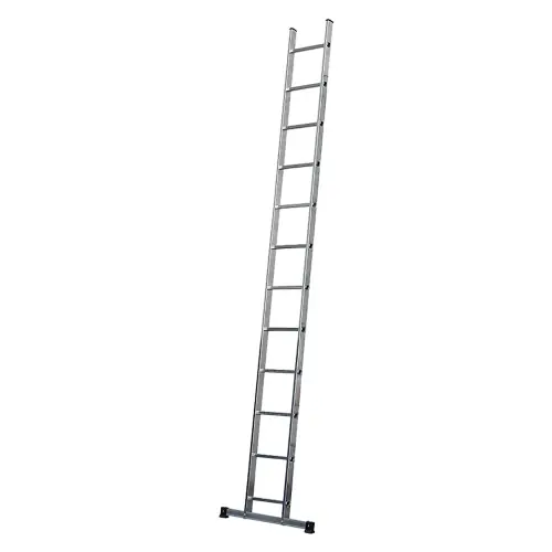 Korting Scala in alluminio ad un elemento con barra stabilizzatrice 14 gradini h 395 cm pioli a sezione quadrata e piede inferiore montante