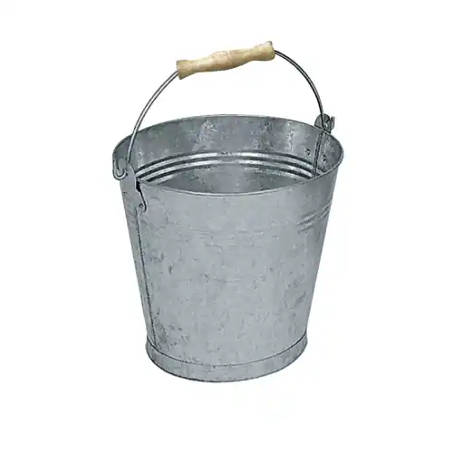 Secchio zincato 15 lt Ø 30 x h 29 cm per cenere viva camino stufe caminetto in lamiera zincata Voordeelprijs