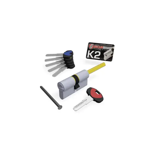Securemme K2 3200-Q X cilindro 10 perni 70mm codolo30mm chiave40mm 1+5 chiavi (Ottone nichelato satinato - mm 30+40) Hete Deal