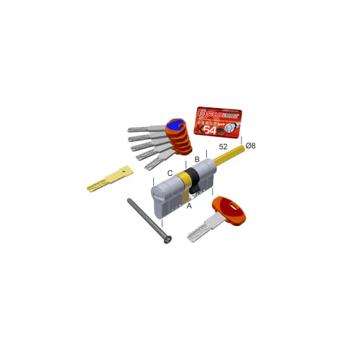 Shop Nu Securemme K2 3200-Q X cilindro 10 perni 75mm codolo30mm chiave45mm 1+5 chiavi (Ottone nichelato satinato - mm 30+45)