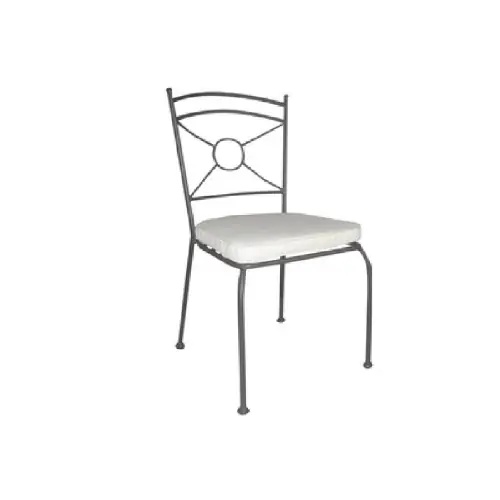 Beperkte Voorraad Sedia new suprema in ferro battuto nero cm.49x53x93h con cuscino