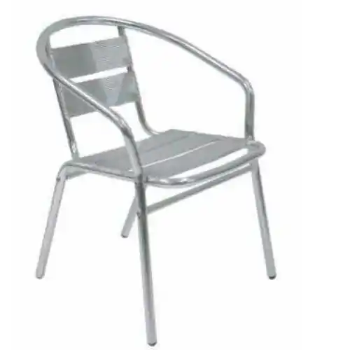 Sedia poltrona in alluminio cm 54x59x74 con braccioli e schienale a doppia fascia per bar pub giardino Hoge Kwaliteit
