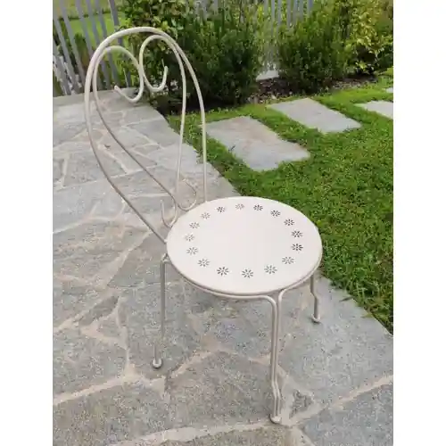 Actieprijs Sedia Sorrento in acciaio verniciato crema opaco 48x89 cm da giardino esterno