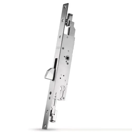 Serratura Corni Art. 98800 per inferriate frontale in acciaio inox 24x3 mm corsa aste 25 mm interasse 85 mm catenaccio basculante Shop Nu