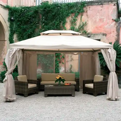 Favoriet Set 4 teli laterali di ricambio per gazebo Sahara 4x4 mt ecrù in poliestere 140 g/mq telo giardino