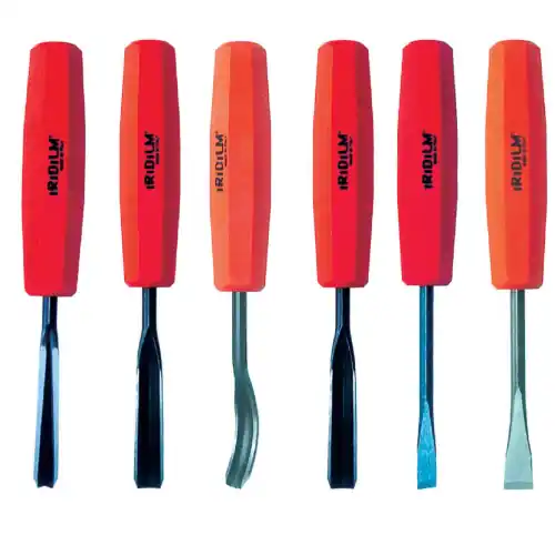 set 6 sgorbie Iridium per lavorazione legno scalpelli taglio lama acciaio Dagaanbieding