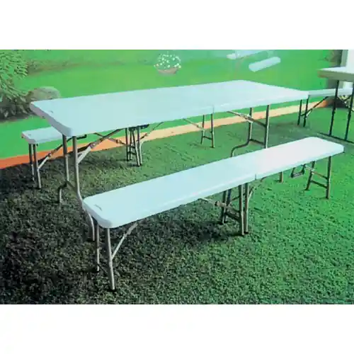 Gratis Retour Set birreria struttura in acciaio piano tavolo e panche in HDPE pieghevole e richiudibile a valigetta pic-nic esterno