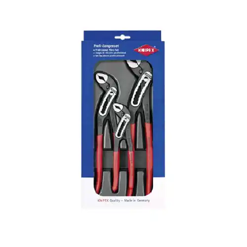 Set pinza Poligrip regolabile ‘Alligator‘ in acciaio cromo vanadio manici rivestiti in resina termoplastica tre pezzi 180 - 250 - 300 mm Gratis Retour