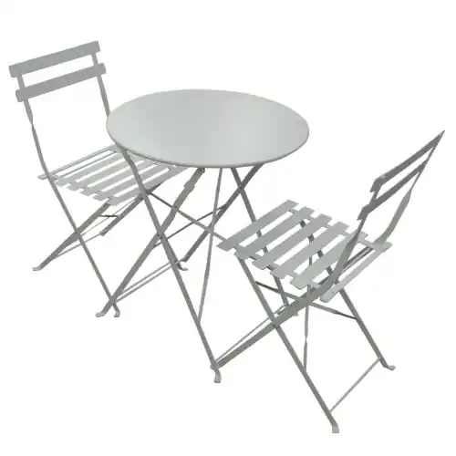 Shop Nu Set pranzo Giotto bianco tavolino e due sedie pieghevoli con struttura in acciaio da giardino esterno