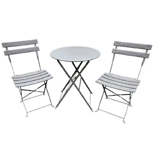Express Levering Set pranzo Giotto tortora tavolino e due sedie pieghevoli con struttura in acciaio da giardino esterno