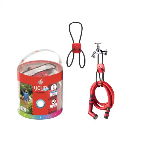Set tubo per irrigazione Yoyo up compatto e leggero allungabile fino a 15 mt completo di raccordi e pistola multi-getto per innafiare e lavare Gratis Retour