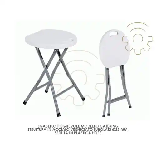 Veilige Betaling Sgabello pieghevole Catering in acciaio verniciato e seduta plastica HDPE con maniglia cm 33x30x45 h esterno giardino