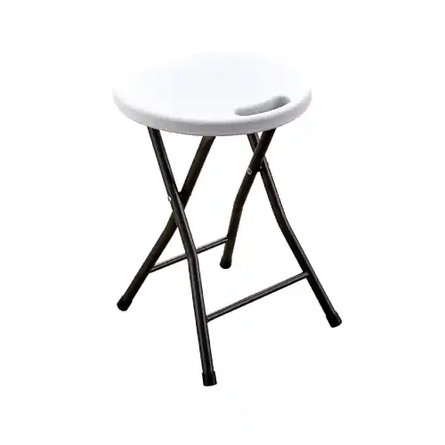 Sgabello pieghevole Party bianco 33x30x46 cm per giardini ed eventi in acciaio seduta in plastica HDPE con foro maniglia incorporato Direct Beschikbaar
