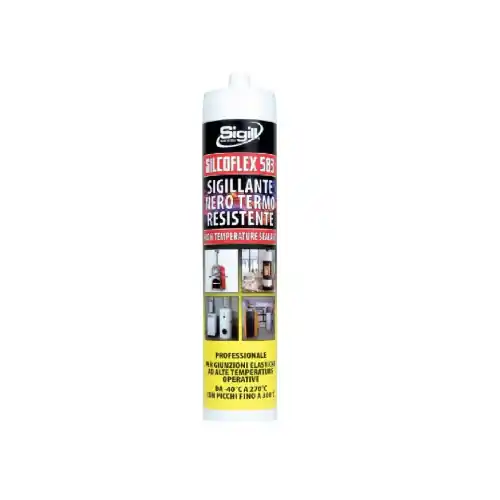Voordeelprijs Sigill silcoflex 583 cartuccia silicone alta temperatura nero fino a 270° per camini e stufe 300 ml made in italy