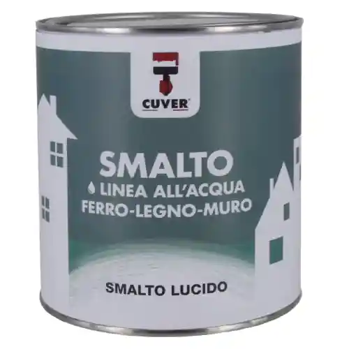 Smalto Cuver acrilico lucido all‘acqua bianco per legno ferro muro interni ed esterni 750 ml resa 10-12 mq/l Hete Deal