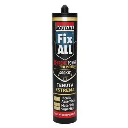 Soudal fix all extreme cartuccia adesivo sigillante power express 280 ml per incollaggio materiali pesanti fino a 400kg/m2 colla ad asciugatura rapida Aanbieding
