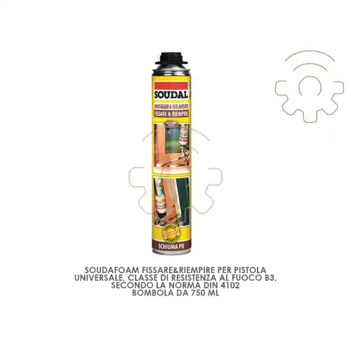 Soudal schiuma poliuretana fissare e riempire universale per pistola 750 ml classe resistenza al fuoco B3 Snelle Levering
