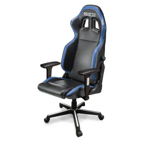 Sparco poltrona sedia da ufficio Icon 2019 Nera/Azzurra seduta ribassata e allargata con schienale regolabile e dispositivo antiribaltamento (Nero + Azzurro) Direct Verzonden