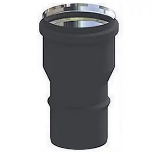 Stabile aumento per canna fumaria da 130 mm F a 80 mm M in acciaio inox nero opaco con guarnizione premontata Gecertificeerd