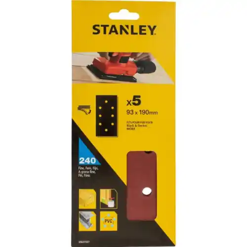 Alleen Vandaag Stanley STA31527 confezione 5 fogli a strappo 93x190 mm grana fine per levigatrice