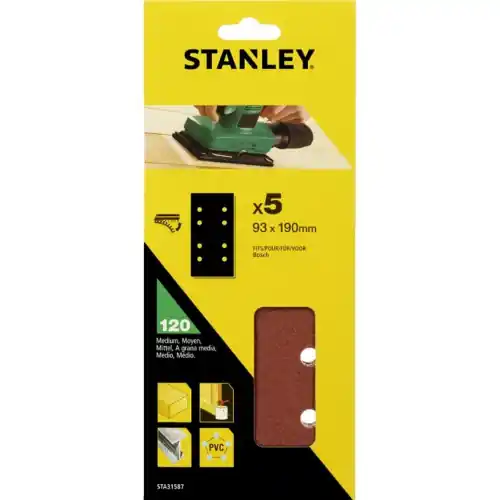 Fabrieksprijs Stanley STA31587 cf 5 fogli forati a strappo 93x230 mm grana 120 per levigatrice