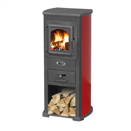 Superprijs Stufa a legna Ekonomik Lux 7 kW struttura in acciaio bordeaux con piastra cottura sul top per 120 m³