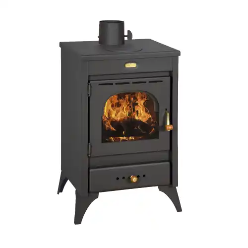 Meest Verkocht Stufa a legna Kir9/12 kW struttura in acciaio nero opaco con piastra cottura sul top per 220 m³