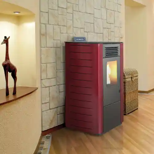 Lage Kosten Stufa a pellet King 98 8,8 kW bordeaux per 200 m³ ad alta efficienza con telecomando