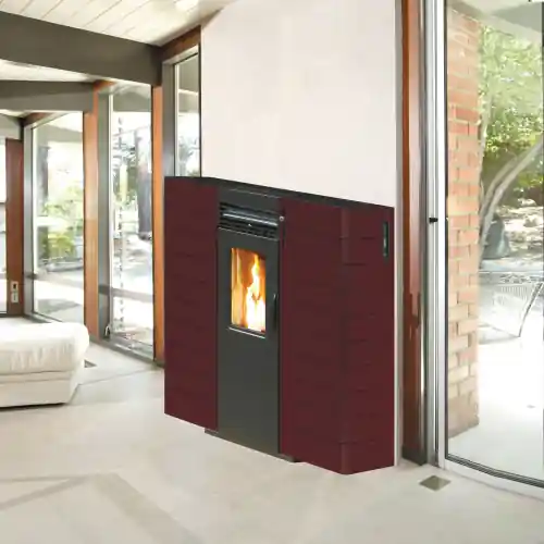 Lage Kosten Stufa a pellet King Slim 10 canalizzata 9,7 kW bordeaux per 225 m³ rivestimento in acciaio con telecomando