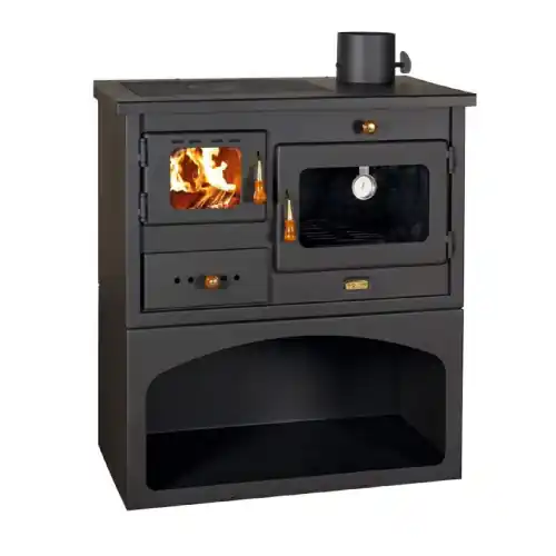 Betaalbaar Stufa cucina a legna con forno modello prity in acciaio smaltato colore nero 14 kw 305 mc