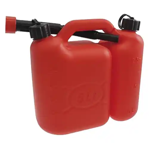 Meest Verkocht Tanica doppio uso 2,5 + 5 lt in plastica antiurto con tubo prolunga flessibile per olio/miscela benzina