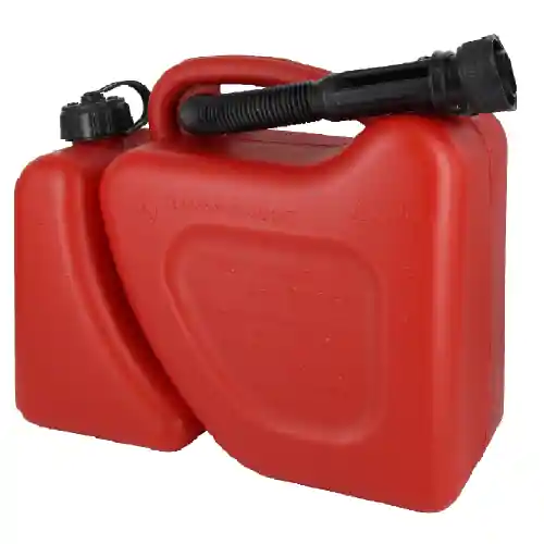 Tanica doppio uso 5 + 2 lt in polietilene con tubo prolunga flessibile per olio/miscela benzina Direct Beschikbaar